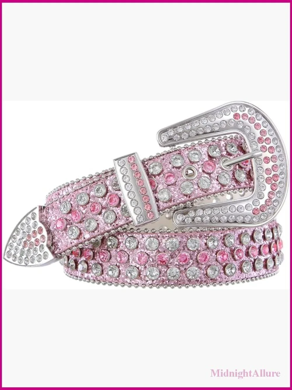Western Rhinestone Studded Leather Belt for Jeans Cowboy Cowgirl